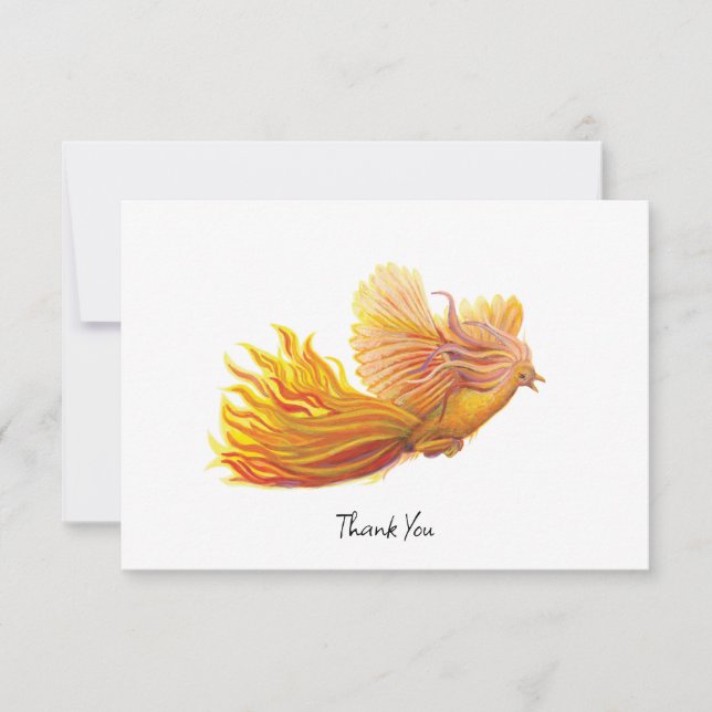 Rising Phoenix Bird Illustration  Thank You Card (Front)