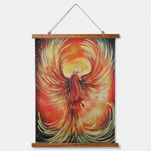 Rising Phoenix Fire Bird Bold Flame Mythical Hanging Tapestry