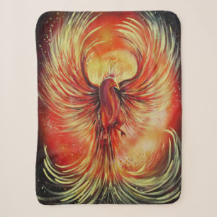Rising Phoenix Fire Bird Cosy Flame Mythical Sherpa Blanket