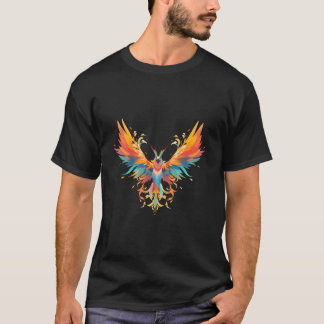 Rising Phoenix Fire Colorful Bird Open Wing Rebirt T-Shirt
