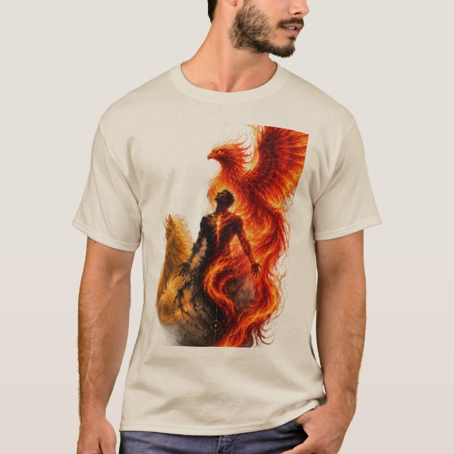 Rising Phoenix Flame Graphic Men's T-Shirt (Front)