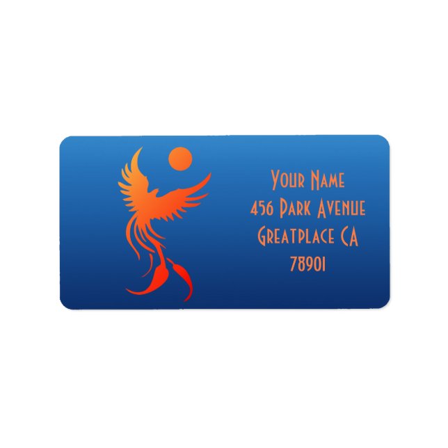 Rising Phoenix in Flames Address Lable Label (Front)