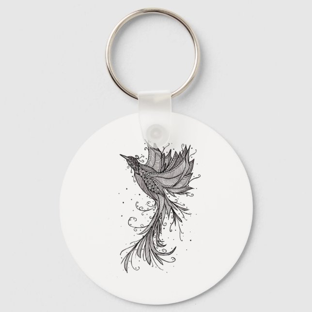 Rising Phoenix Lineart Key Chain (Front)