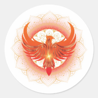 Rising Phoenix Mandala Classic Round Sticker