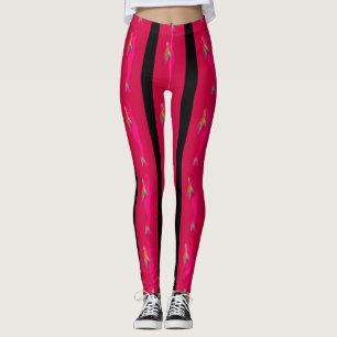 rising pink mermaids red/black striped leggings