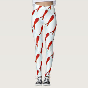 rising red fish leggings