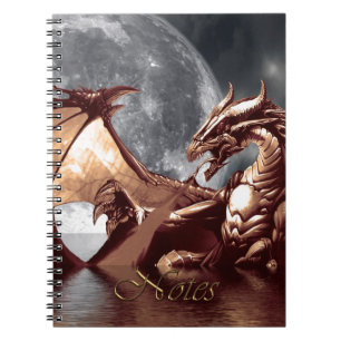 Rising Sea Dragon & Moon Fantasy Art Notebook