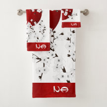 Rising Sun Cherry Blossom | Red White Monogram