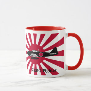 Rising sun flag and Zero Fighter Mug