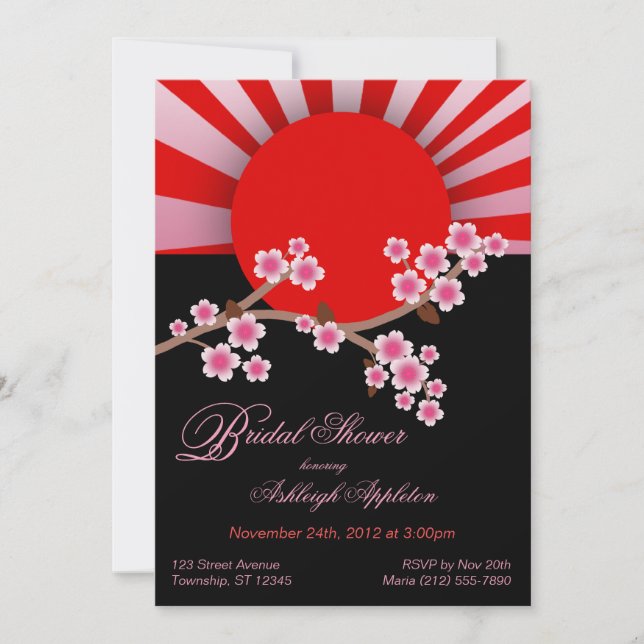 Rising Sun Sakura Bridal Shower Invitations (Front)
