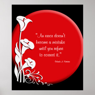 "Rising Sun" with Calla Lilies inspirational quote Poster