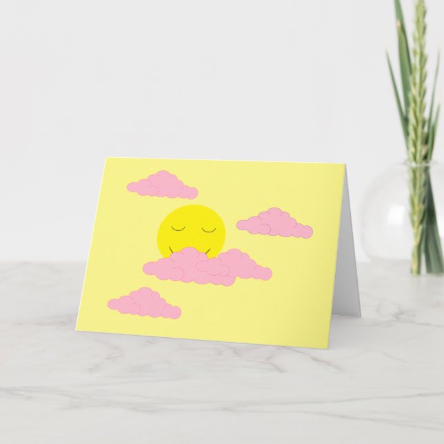 Rising Sun with Pink Clouds: Yellow Blank Card (Front)