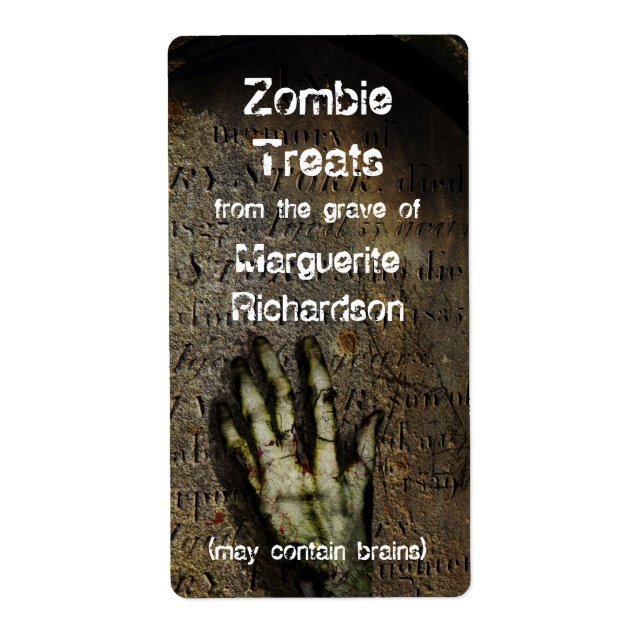 Rising Zombie Hand Halloween Baking Label (Front)