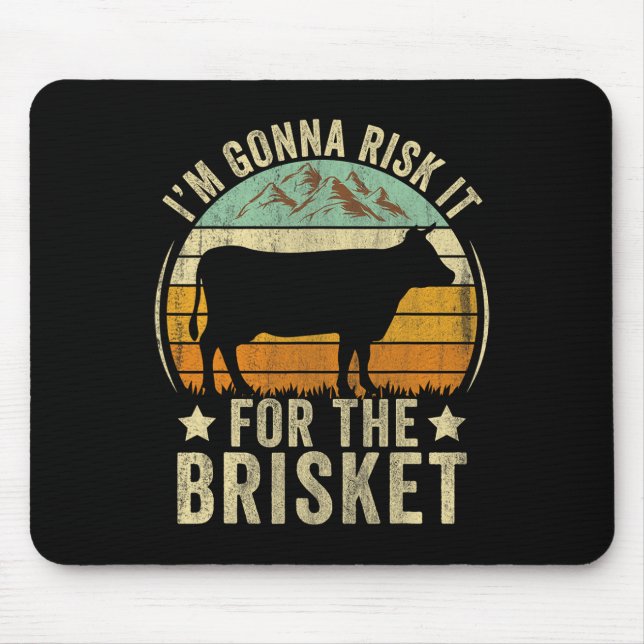 Risk It For The Brisket Funny Meat Smoker Bbq Chef Mouse Mat (Front)