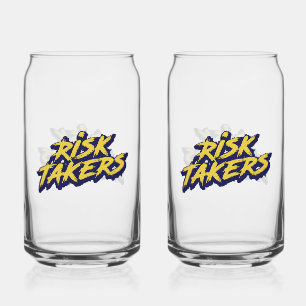 "Risk Takers" Urban Style Typography Can Glass