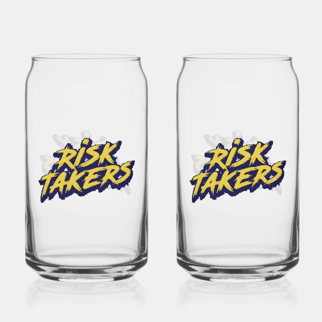 "Risk Takers" Urban Style Typography Can Glass (Front)