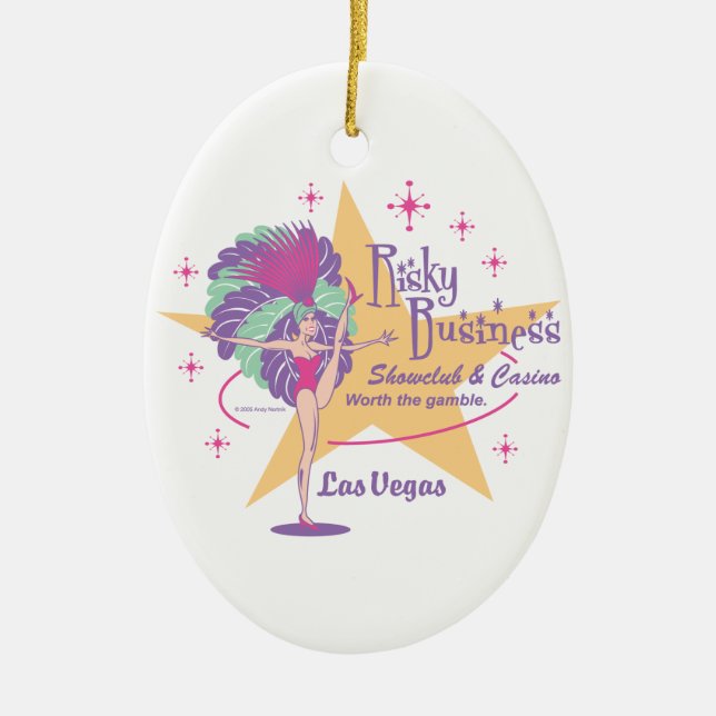 Risky Business Las Vegas Showgirl Ceramic Tree Decoration (Front)