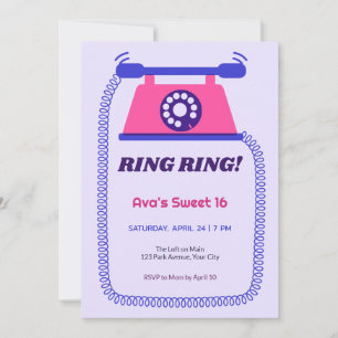 Riso Rotary Phone Sweet 16 Invitation