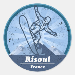 Risoul Ski resort - Snowboard Classic Round Sticker