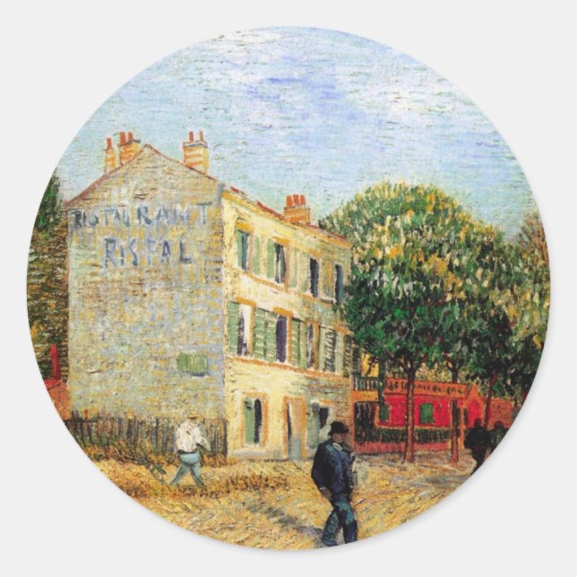 Rispal Restaurant at Asnieres by Vincent van Gogh Classic Round Sticker (Front)
