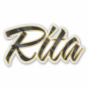 Rita black gold lettering sticker