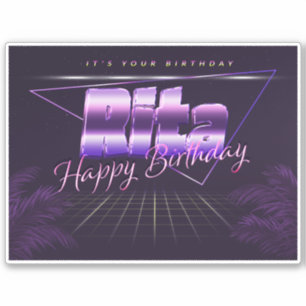 Rita Name Vorname lila retro Sticker Geburtstag