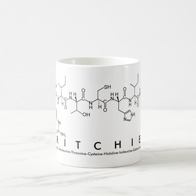 Ritchie peptide name mug (Center)