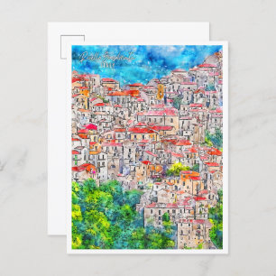 Rivello Basilicata Italy travel watercolor Postcard