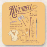 RIVENDELL™ Watercolor Collage Graphic Coaster<br><div class="desc">Journey across Middle-Earth™ with this beautifully illustrated Lord of the Rings™ design featuring Rivendell™. Featuring an artful collection of iconic elements — including an Elven blade, bow, axe, staff, and the One Ring — this collage captures the strength, unity, and quiet wisdom found within the Fellowship. Meaningful phrases like “You...</div>