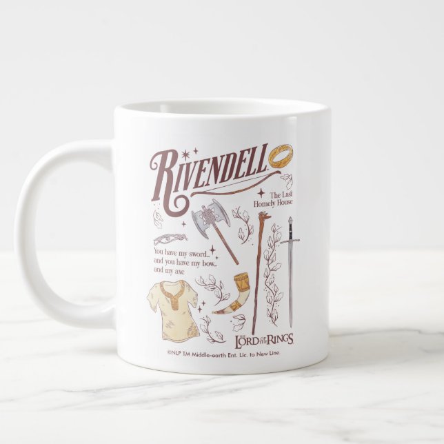 RIVENDELL™ Watercolor Collage Graphic Large Coffee Mug (Left)