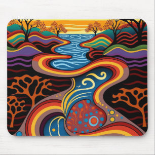 River, Aboriginal, dreamtime. Mouse Mat
