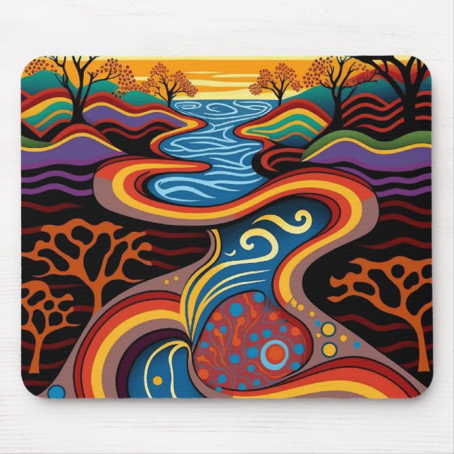 River, Aboriginal, dreamtime. Mouse Mat (Front)
