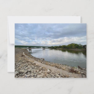 River and Bridge on a Cloudy Day Saying Hello Postcard