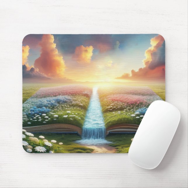 River and Meadow Open Book Mouse Mat (With Mouse)