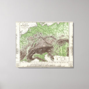 River and Mountain Map of Germany Canvas Print