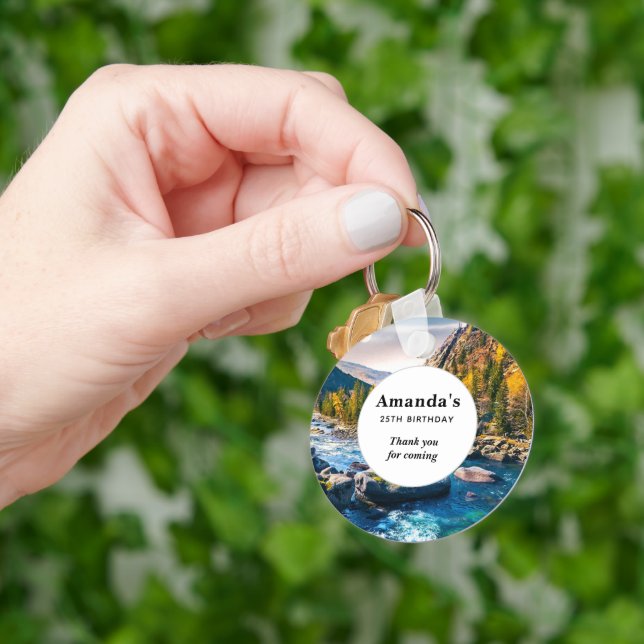 River and Mountains Photo Party Thank You Key Ring (Hand)