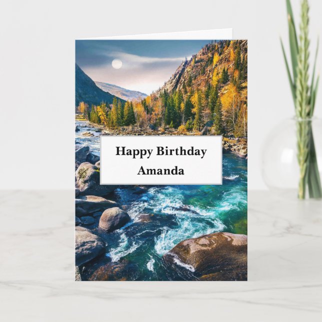 River and Mountains Scenic Photo Birthday Card (Front)