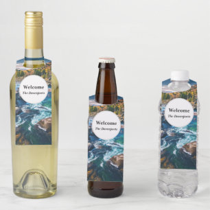 River and Mountains Scenic Photo Bottle Tag