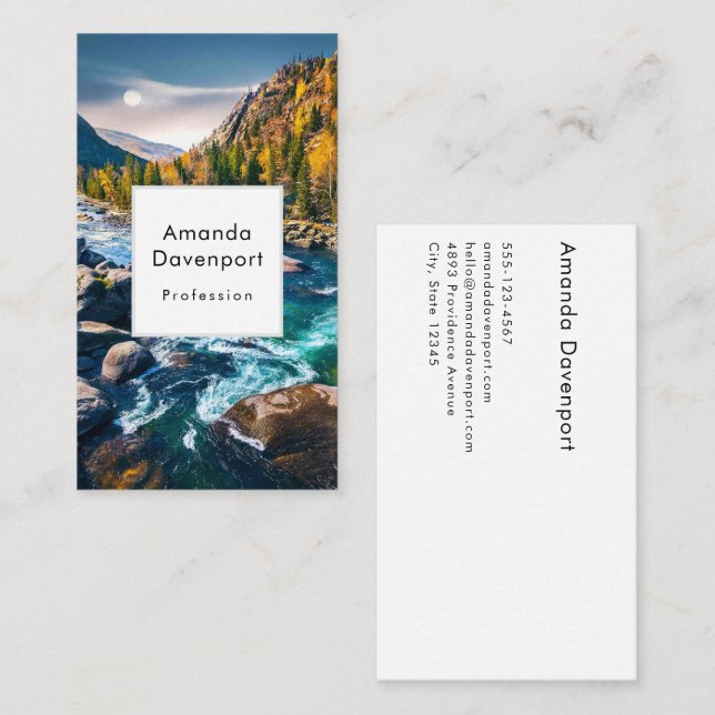 River and Mountains Scenic Photo Business Card (Front/Back)