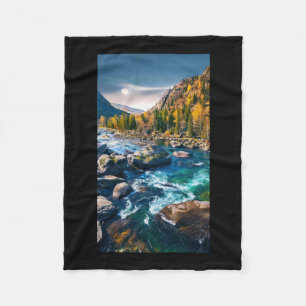 River and Mountains Scenic Photo Fleece Blanket