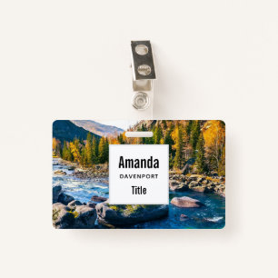 River and Mountains Scenic Photo ID Badge