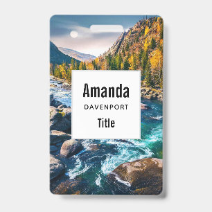 River and Mountains Scenic Photo ID Badge