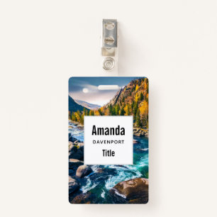 River and Mountains Scenic Photo ID Badge