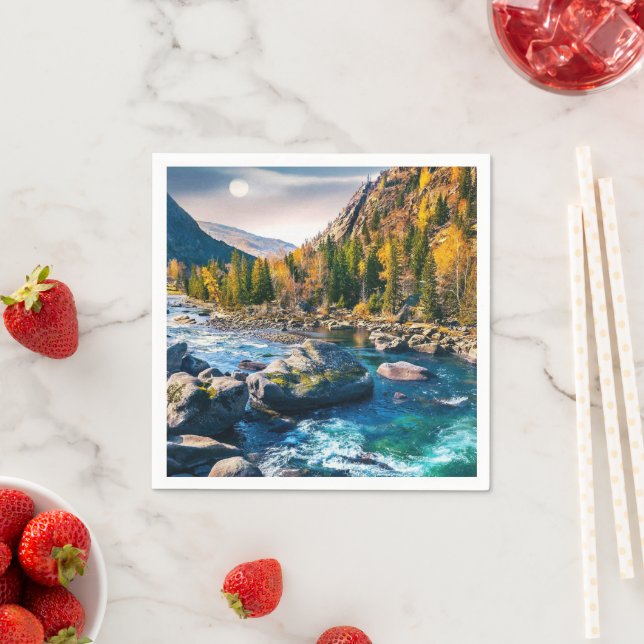 River and Mountains Scenic Photo Napkin (Insitu)