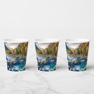 River and Mountains Scenic Photo Paper Cups