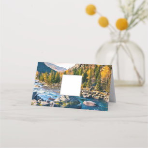 River and Mountains Scenic Photo Place Card