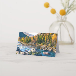 River and Mountains Scenic Photo Place Card