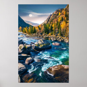 River and Mountains Scenic Photo Poster
