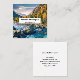 River and Mountains Scenic Photo Square Business Card