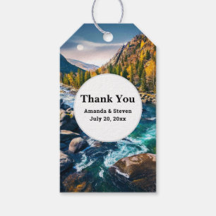 River and Mountains Scenic Photo Thank You Gift Tags